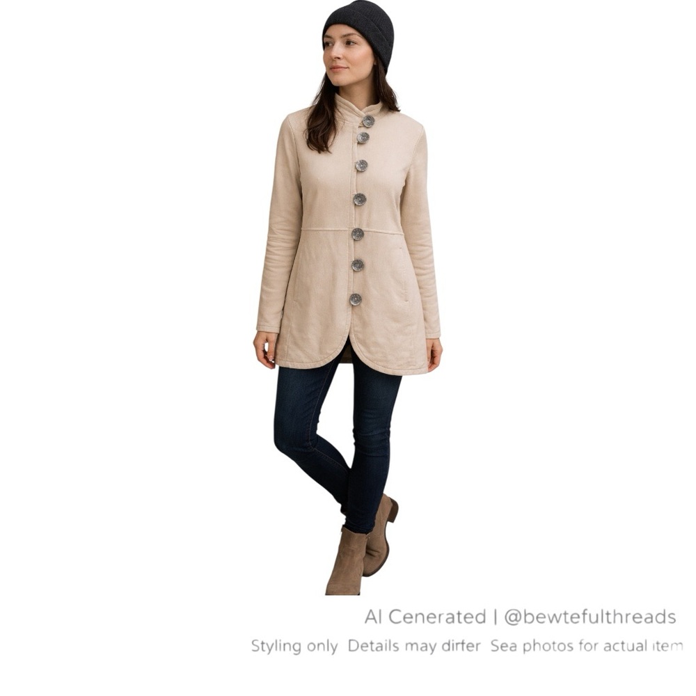 Neon Buddha Beige Tunic Jacket Minimalist Boho Lagenlook Travel M